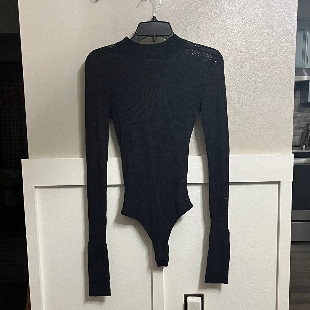 Intimately Free People Women Black Long Sleeve Bodysuit, comfy, stretchy SZ XS